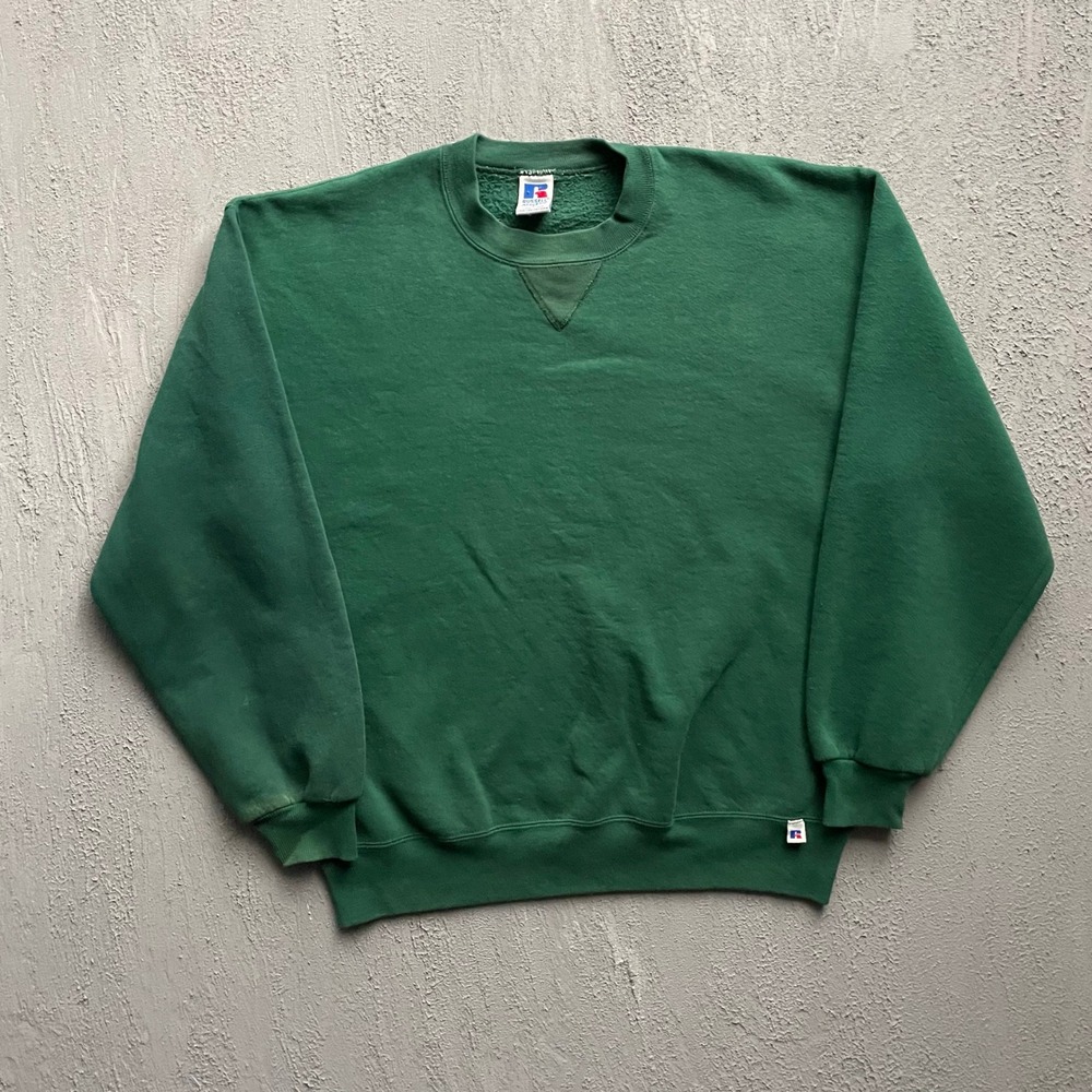 Vintage Russell Athletic Blank V-Stitch Sweatshirt Mens Large Green 90s